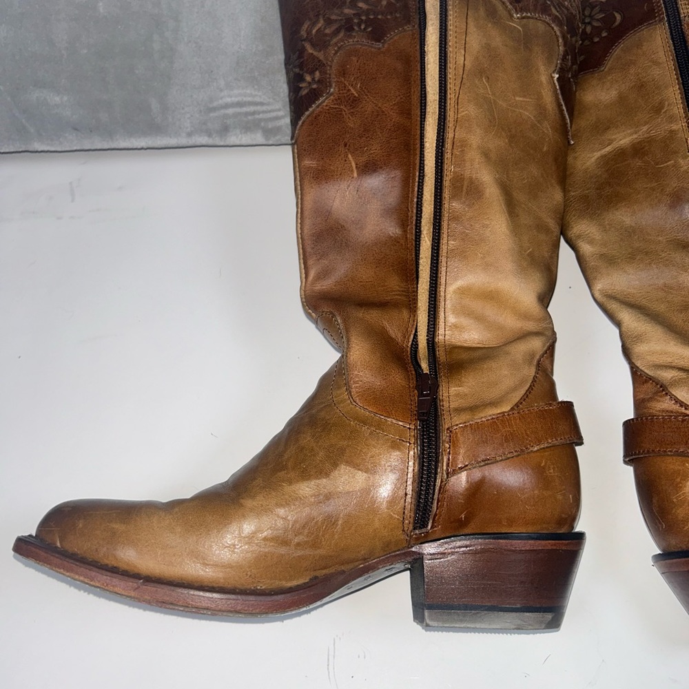 Red Hawk Austria vintage tan floral leather boots - Picture 9 of 13